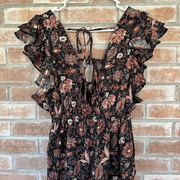 NWT Madewell Ruffled Jumpsuit Fall Floral Small Wide Leg Small - Picture 9 of 12